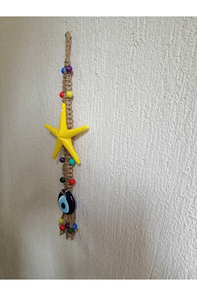 Grimsi Sarı Yıldız Nazar Boncuklu Makrome Duvar Süsü