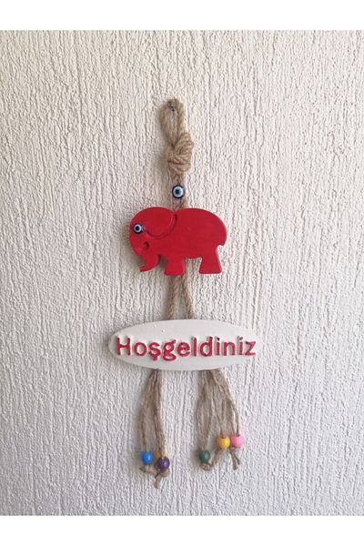 Grimsi Red Elephant Decorative Welcome Door Wall Ornament