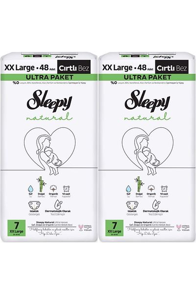 Sleepy Baby Diaper Natural Size:7 (20-30kg) Xx Large 96 Pieces Economic Ultra Pk