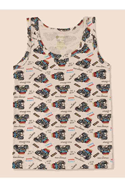 natuline Boy's Organic Cotton Lycra Undershirt Car Printed 6 Pack