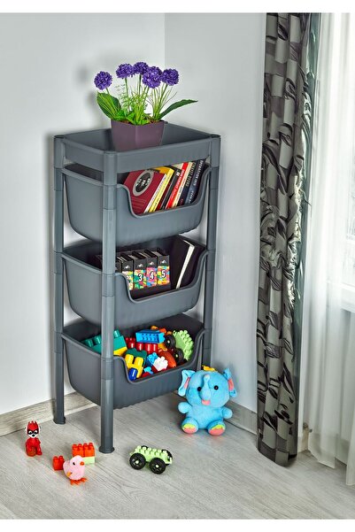 VALENT 3artı1 Katlı Neva Patates & Soğanlık, Katlı Sebzelik, Oyuncak Sepeti, Banyo Düzenleyici Raf Antrasıt