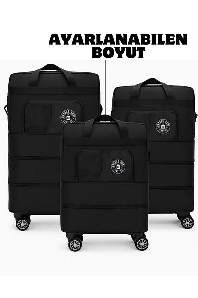 Bambus Home Premium 360 Degree Rotating 4 Wheel Triple Bellows Rolling Suitcase - Giant Size Bag