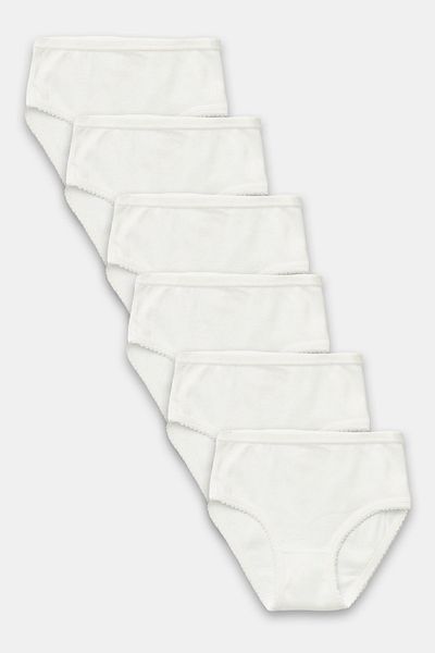 natuline Girl's White Cotton Panties 6 Pack 4501