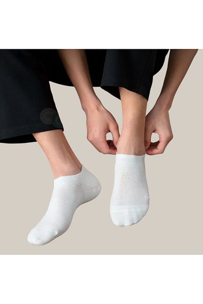 Bestrend 3 Pack Invisible White Women's Socks Seamless 100% Cotton
