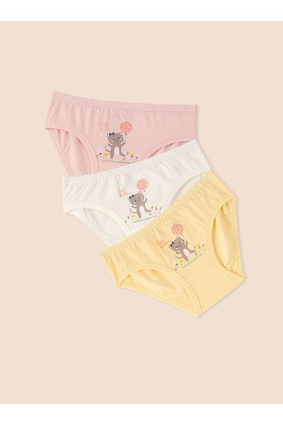 natuline Girl's Organic Cotton Lycra Panties Cute Kitten Pack of 6