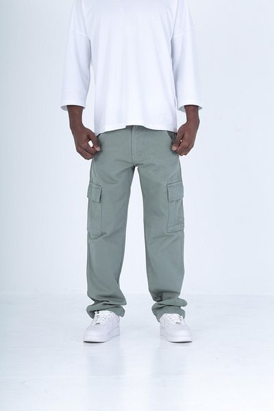 COCOPELLI Gabardine Fabric Water Green Baggy Trousers