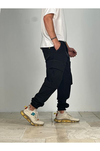 COCOPELLI Μαύρο παντελόνι Jogger Premium Quality με μεγάλη τσέπη