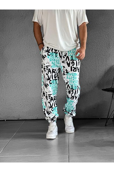 COCOPELLI Τυρκουάζ μοτίβο γκράφιτι Jogger