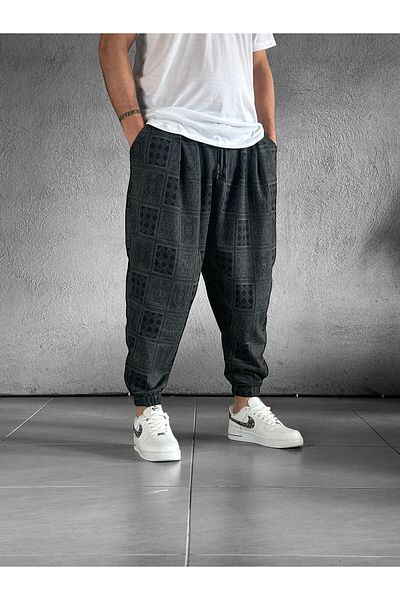 COCOPELLI Gray Poker Patterned Pleated Shalwar
