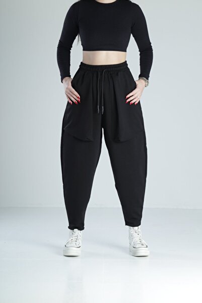 COCOPELLI بنطلون باجيت أسود مع تفاصيل الجيب