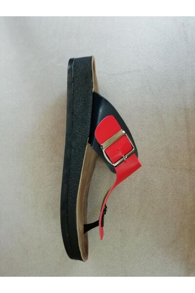 Flex Men's Orthopedic Cork Sole Red-Navy Blue Flip Flops Beach Sea Summer Non-Slip Slippers