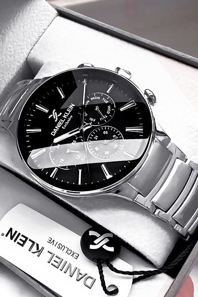 Daniel Klein Exclusive Men's Wristwatch 3 Atm Waterproof Silver Color Steel Cord Bracelet Gift Dke2071c1