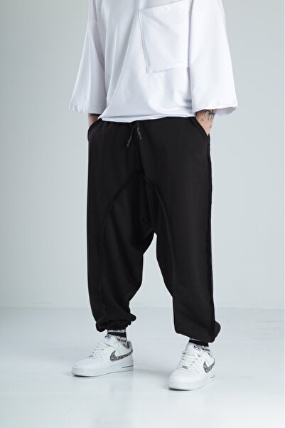 COCOPELLI Мръсно зашити черни спортни шалвари