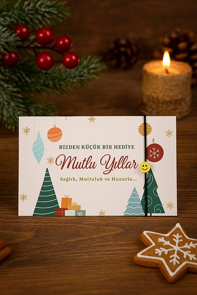 Emtory 10 Pieces Pine Tree Design New Year's Card - Emoji Bracelet - New Year's Gift - Lucky Bracelet
