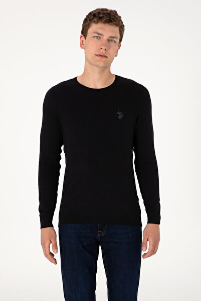 U.S. Polo Assn. Pulover de bază negru pentru bărbați 50293505 -VR046