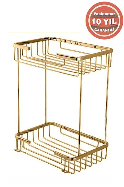 ÇELİK BANYO Suport pentru șampon din alamă inoxidabilă Taci 22x15cm Suport pentru burete de colț (auriu)