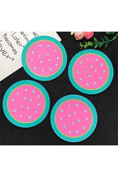 Flippy Coaster, Watermelon Model, PVC, 10 cm, Heat Resistant, Green/Pink