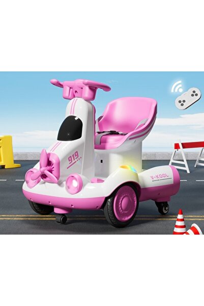 Flippy Electric Ride-On Car, 4 Wheels, Remote Control, LED Lights & Music, Adjustable Height, Pink