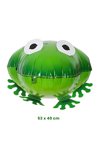 Flippy Metallic Foil Balloon - Frog, 53x40 cm, Straw Included, Air or Helium, Green