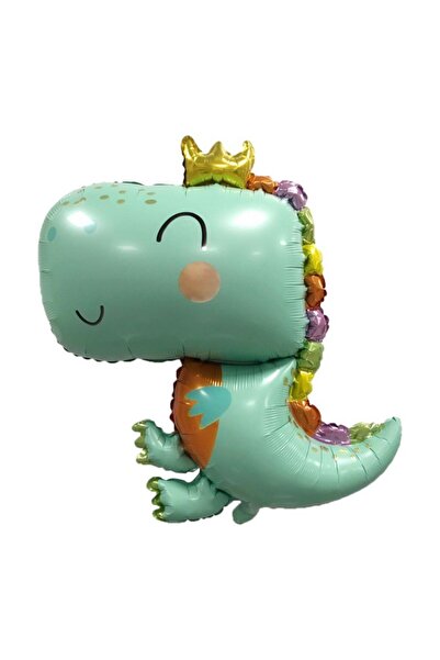 Flippy Metallic Foil Dinosaur Balloon, 75-80 cm, Green (Includes Straw)