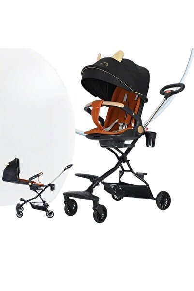 Flippy Cărucior Sport 3în1, 6-36 luni, Reversibil, Pliabil, Centură, Roți 360°, Negru, Pisicuță