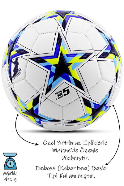 Telvesse 3lü Set Futbol Topu Tekmelik Şampiyonlar Ligi Pompalı Sert Zemin Halı Saha Futbol Topu No:5