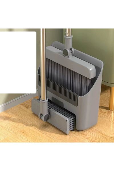 bzstore Broom Brush and Dustpan with Tail, 3 in 1 Set, with Comb Teeth for Cleaning Broom, rota