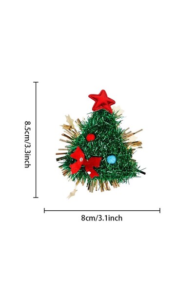 Flippy Hair Clip, Christmas Tree Design, Cloth, 8.5 x 8 cm, Multicolor