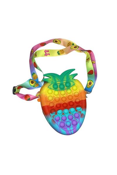 Flippy Jucărie de eliberare a stresului din silicon, Flippy, Pop It Now and Flip It, pungă mică, ananas, multicolor