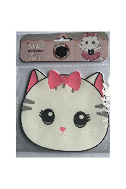 Flippy Coaster – Cat Model, PVC, 15.5 x 15.5 cm, Heat Resistant, White/Pink