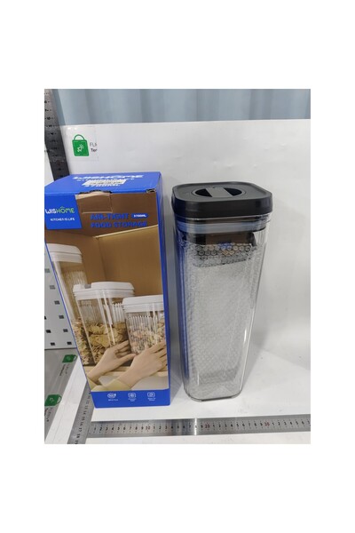 Flippy Food Storage Boxes, Set of 2 (1.9L & 3.7L), Transparent with Black Lid