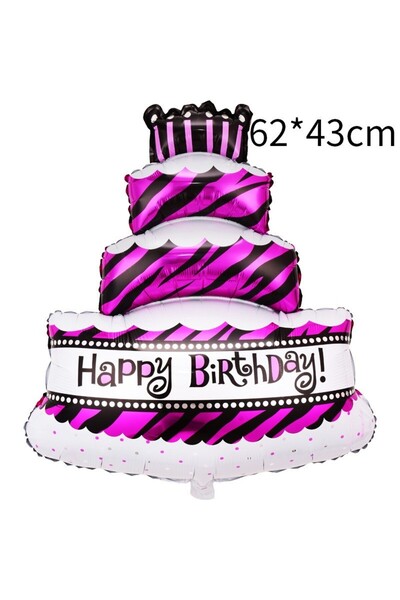 Flippy Metallic Foil Balloon, Flippy, 4-Layer Cake, Happy Birthday, 62x43 cm, Air/Helium, Purple
