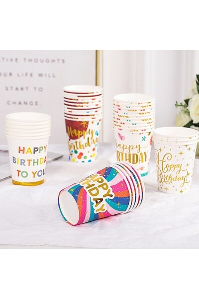 Flippy Σετ 10 ποτηριών, με σχέδιο Flippy και μπαλόνια Happy Birthday, από χαρ...