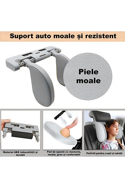 ZEQAS Car Headrest Holder Eco Leather Memory Foam Adjustable Silver Phone/tab Holder, Hook