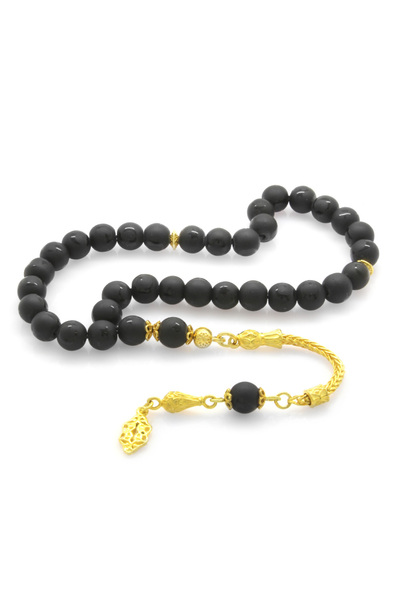 Tesbihane Чоловічий 925 проба срібний розарій з дизайном «Місячна зірка» з оніксом 101000094