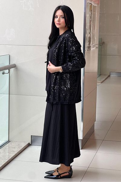 FUAT GÜRSEN Fuat Gürşen Jacket, Sequined Undershirt and Skirt 3 Piece Set