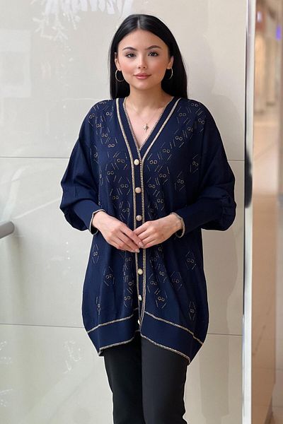 Ghisa Gg Logo Stone Embroidered Mercerized Cardigan