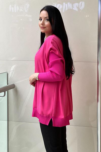 Ghisa Ribbed Mercerized Crimp Sleeve Crepe Tunic