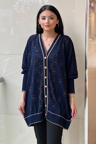 Ghisa Gg Logo Stone Embroidered Mercerized Cardigan