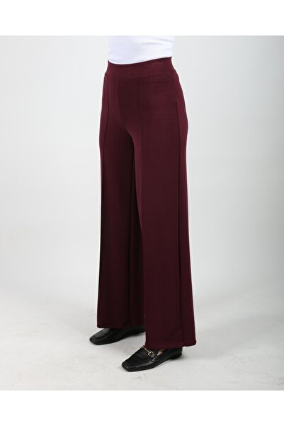 deqfashion Kadın Bordo Modal Düz Kesim Ön Dikişli Eşofman Altı