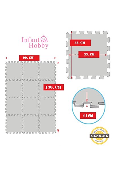 İnfant Hobby İnfant Hooby Premium Puzzle Köpük Karo Oyun Matı Seti 90x120 (12 ADET)