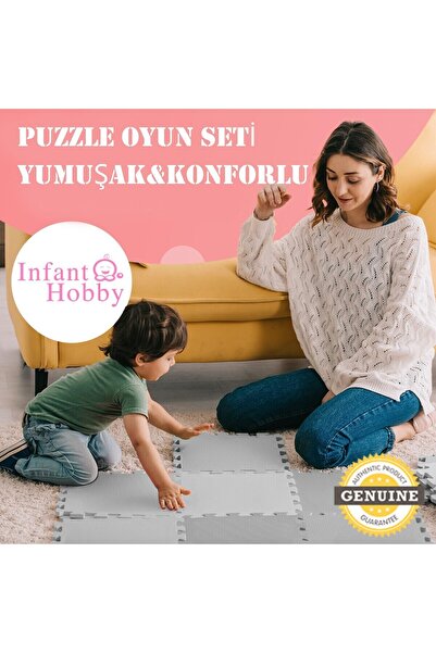 İnfant Hobby İnfant Hooby Premium Puzzle Köpük Karo Oyun Matı Seti 90x120 (12 ADET)