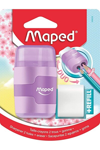 Maped - Çift Delikli Patel Renklerde Kalemtraş + Silgi İkilisi