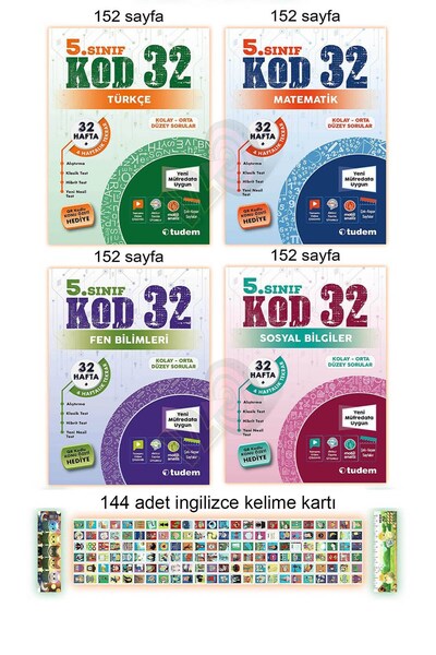 Tudem Yayınları 5. Sınıf Türkçe Matematik Fen Sosyal Bilgiler Kod32 Tekrar Alıştırma Yeni Nesil Test Soru Seti