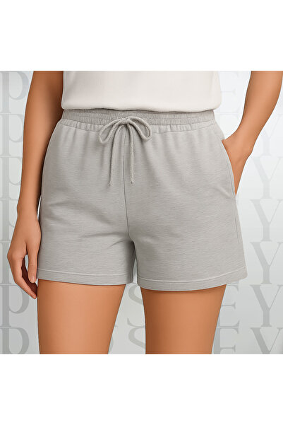 PARSHEY Erkek - Kadın Unisex Geniş Kalıp Yüksek Bel Lastikli Kapri Penye Şort