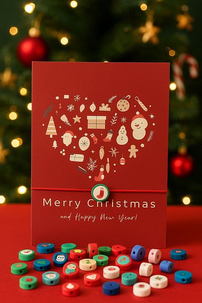 Emtory 10 Pieces Red Heart Patterned Card New Year Figured Bracelet - New Year Gift - Lucky Bracelet