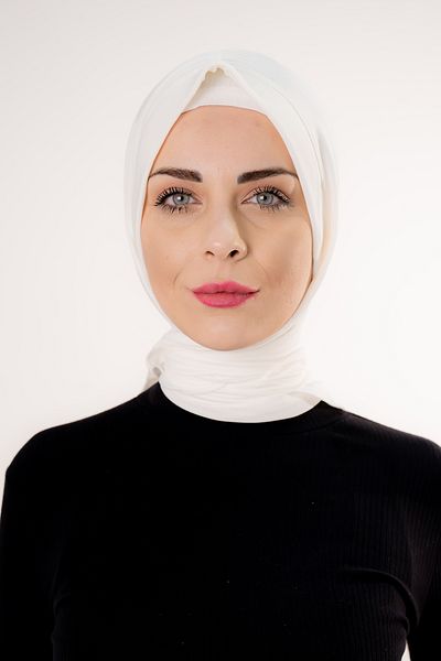 Şalcenneti.com Ready Practical Dubai Model Three Different Bindings Cream Shawl