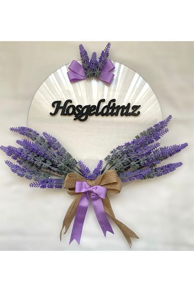 MACROMEKİDS Purple Powdered Lavender Plexiglass Door Ornament 30 cm Handmade Welcome Board |   Natural & Elegant Decor
