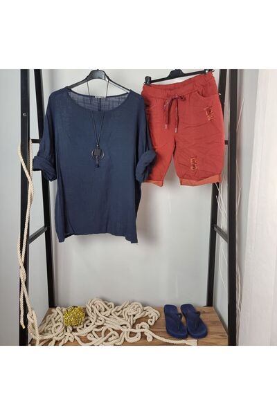 pudubutik شورت ليكرا إيطالي عنابي ممزق