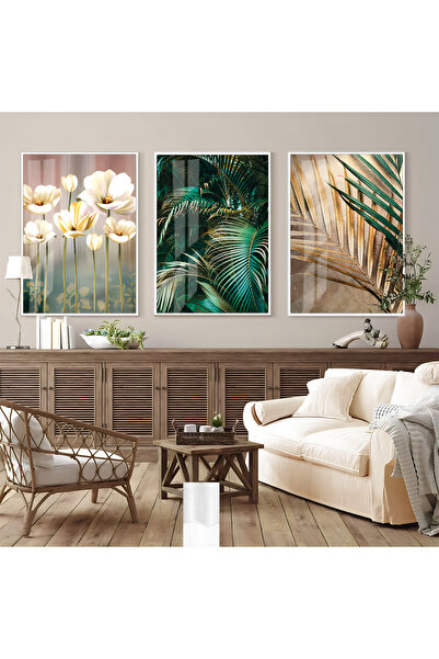 Harika bir ev HARİKABİREV|SOFT YEŞİL-KAHVERENGİ YAPRAK-ÇİÇEK KOMBİNİ |ÇERÇEVE...